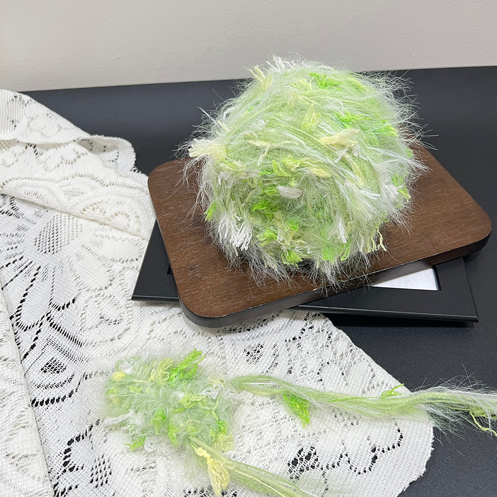 Matcha mint green floral soft hand blended yarn 100g cake, cloud soft vegan spring crochet supply